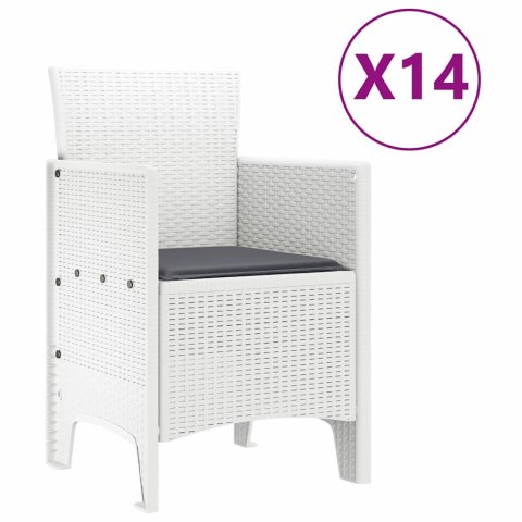 Zestaw do jadalni w ogrodzie 15 pcs Biały Rattan Polt