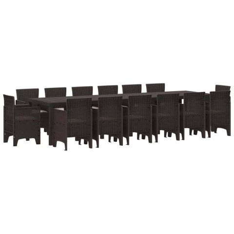 Zestaw do jadalni w ogrodzie 15 pcs Brązowy Rattan Polt