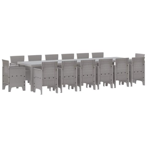 Zestaw do jadalni w ogrodzie 15 pcs Jasnoszary Rattan Polt