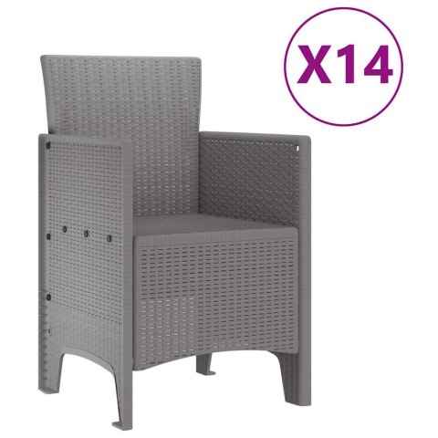 Zestaw do jadalni w ogrodzie 15 pcs Jasnoszary Rattan Polt