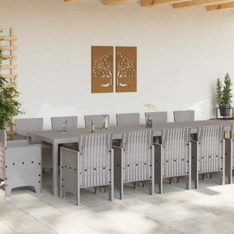 Zestaw do jadalni w ogrodzie 15 pcs Jasnoszary Rattan Polt