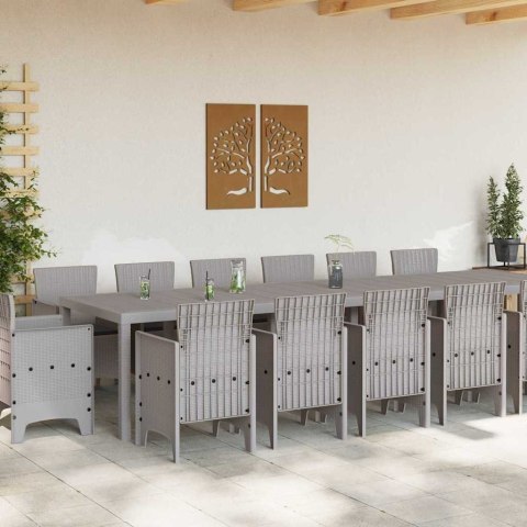 Zestaw do jadalni w ogrodzie 15 pcs Jasnoszary Rattan Polt