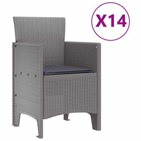 Zestaw do jadalni w ogrodzie 15 pcs Jasnoszary Rattan Polt