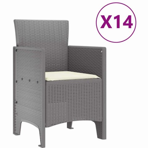 Zestaw do jadalni w ogrodzie 15 pcs Jasnoszary Rattan Polt