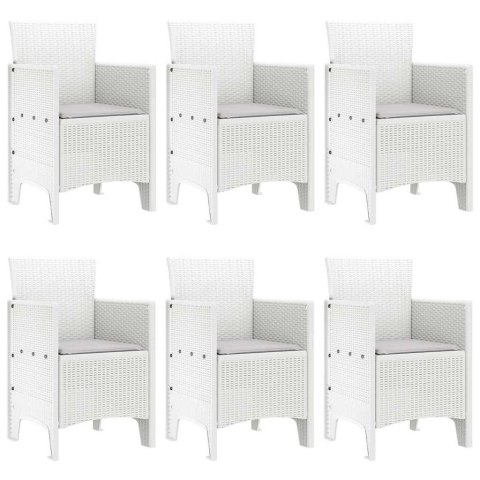 Zestaw do jadalni w ogrodzie 7 pcs Biały Rattan Polt