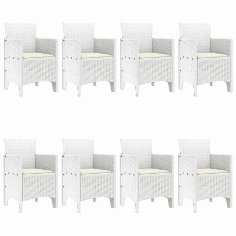 Zestaw do jadalni w ogrodzie 9 pcs Biały Rattan Polt
