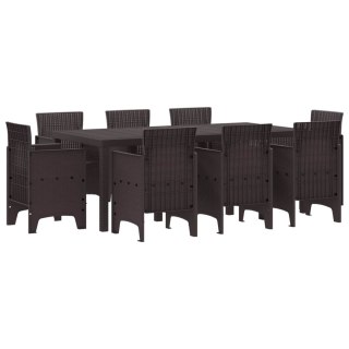 Zestaw do jadalni w ogrodzie 9 pcs Brązowy Rattan Polt