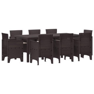 Zestaw do jadalni w ogrodzie 9 pcs Brązowy Rattan Polt