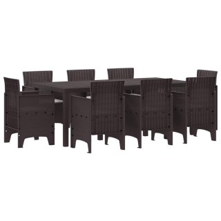 Zestaw do jadalni w ogrodzie 9 pcs Brązowy Rattan Polt