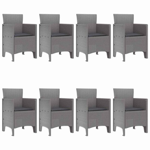 Zestaw do jadalni w ogrodzie 9 pcs Jasnoszary Rattan Polt