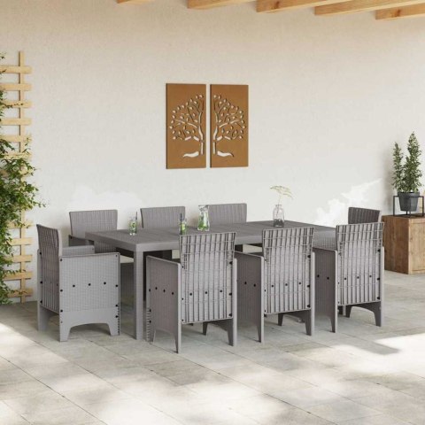 Zestaw do jadalni w ogrodzie 9 pcs Jasnoszary Rattan Polt