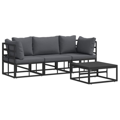 Zestaw Sof na Ogród 4 pcs Czarny Metal
