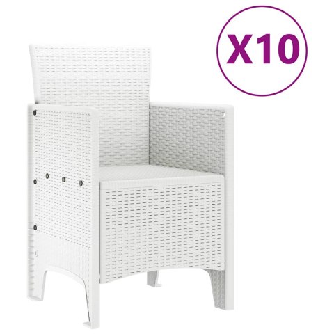 Zestaw do jadalni w ogrodzie 11 pcs Biały Rattan i Stal