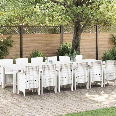 Zestaw do jadalni w ogrodzie 13 pcs Biały Rattan Polt