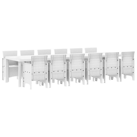 Zestaw do jadalni w ogrodzie 13 pcs Biały Rattan Polt
