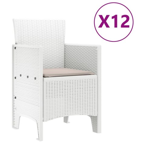 Zestaw do jadalni w ogrodzie 13 pcs Biały Rattan Polt