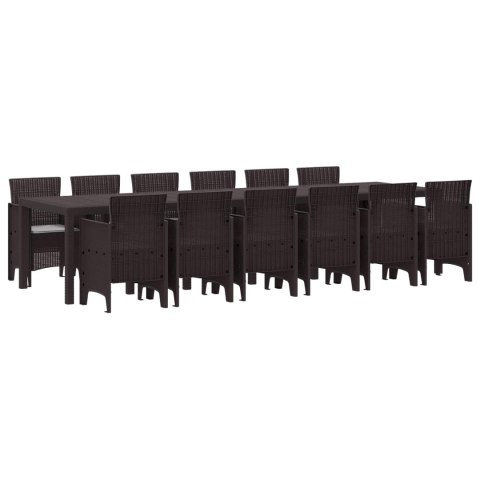 Zestaw do jadalni w ogrodzie 13 pcs Brązowy Rattan Polt