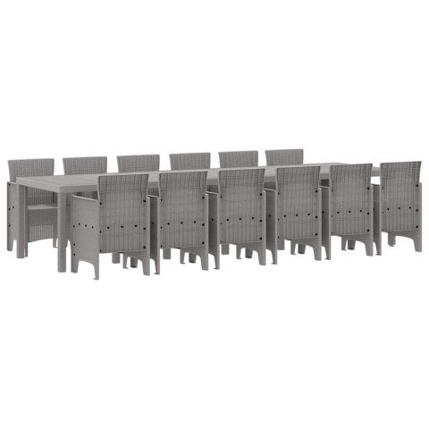 Zestaw do jadalni w ogrodzie 13 pcs Jasnoszary Rattan Polt