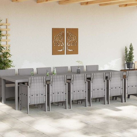 Zestaw do jadalni w ogrodzie 13 pcs Jasnoszary Rattan Polt