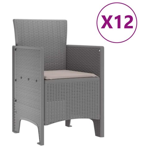 Zestaw do jadalni w ogrodzie 13 pcs Jasnoszary Rattan Polt