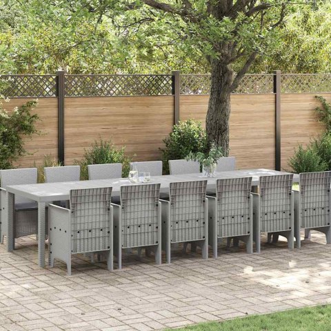 Zestaw do jadalni w ogrodzie 13 pcs Jasnoszary Rattan Polt