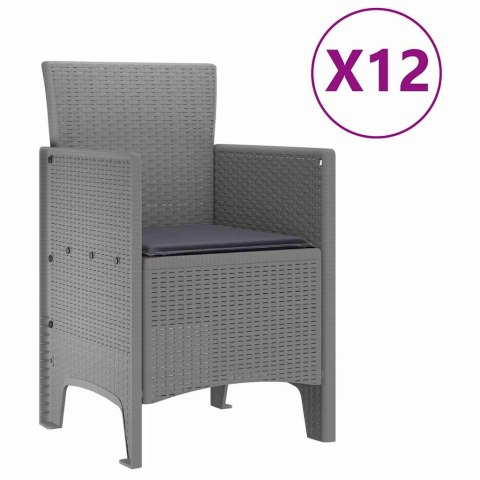 Zestaw do jadalni w ogrodzie 13 pcs Jasnoszary Rattan Polt