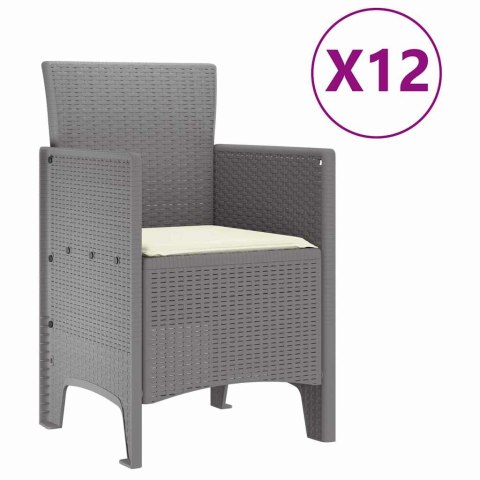 Zestaw do jadalni w ogrodzie 13 pcs Jasnoszary Rattan Polt
