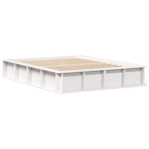 Ramka łóżka Biały 135 x 190 cm Lite drewno sosnowe