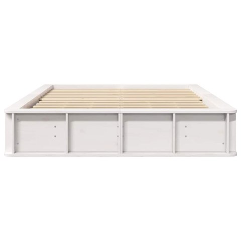 Ramka łóżka Biały 135 x 190 cm Lite drewno sosnowe