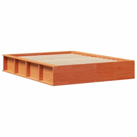 Ramka łóżka Woskowy Brąz 135 x 190 cm Lite drewno sosnowe