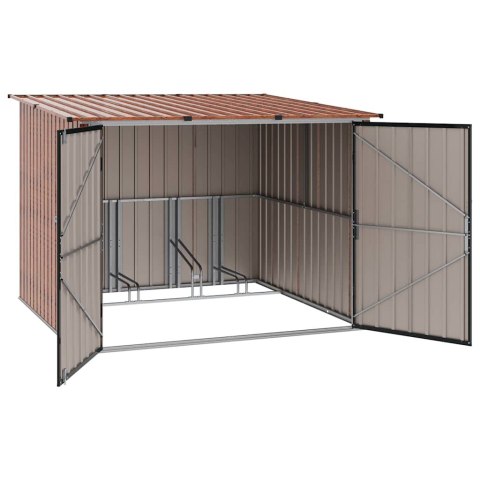 Shed na rower 3 pcs Brązowy 215 x 206 x 157 cm Metal