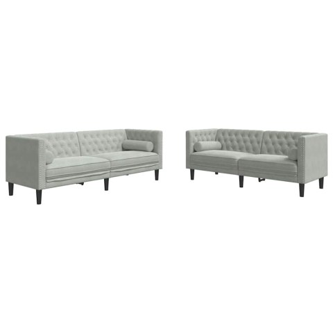 Sofa do salonu 2 pcs Jasnoszary 194 x 74,5 x 70,5 cm Aksamit
