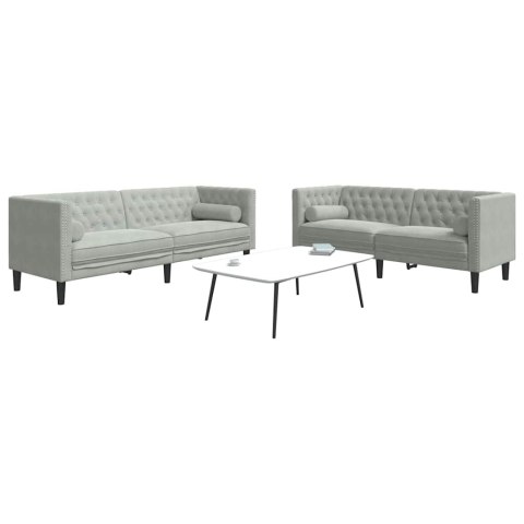 Sofa do salonu 2 pcs Jasnoszary 194 x 74,5 x 70,5 cm Aksamit