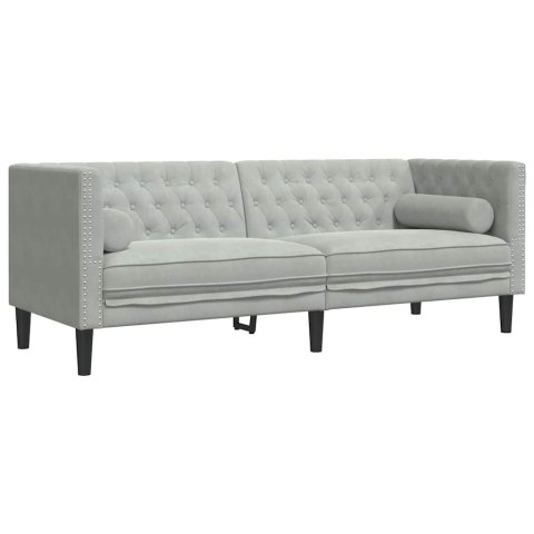 Sofa do salonu 2 pcs Jasnoszary 194 x 74,5 x 70,5 cm Aksamit
