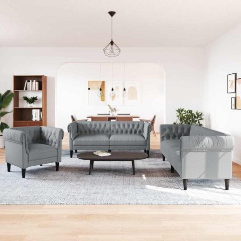Sofa do salonu 3 pcs Jasnoszary tkanina