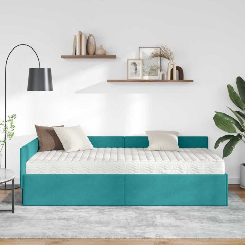 Rama Łóżka Narożnego z Materacem Inny 2 pcs Turkusowy Aksamit