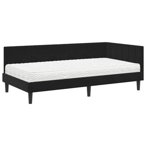 Rama Łóżka Narożnego z Materacem 2 pcs Czarny Aksamit
