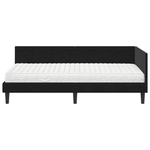 Rama Łóżka Narożnego z Materacem 2 pcs Czarny Aksamit