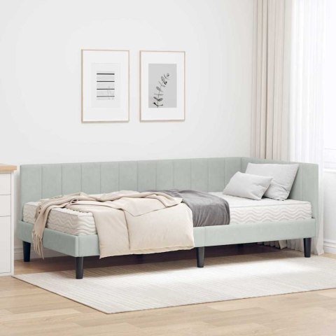 Rama Łóżka Narożnego z Materacem 2 pcs Jasnoszary Aksamit