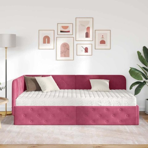 Rama łóżka narożnego Czerwone wino 90 x 200 cm Aksamit