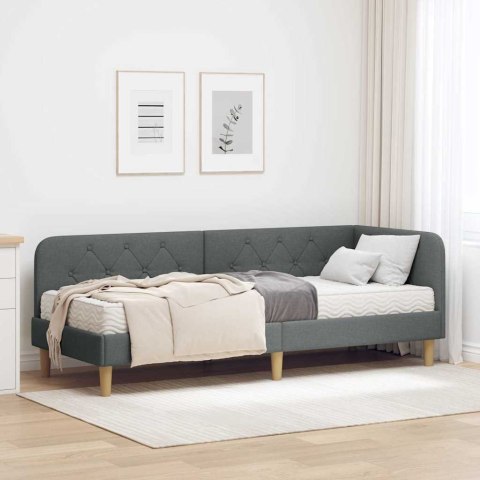 Rama łóżka narożnego Ciemnoszary 80 x 200 cm tkanina