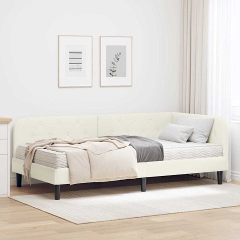 Rama łóżka narożnego z materacem Kremowy 90 x 200 cm Aksamit