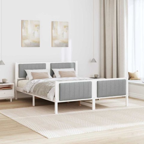 Rama łóżka Biały i jasnoszary 160 x 200 cm Lite drewno sosnowe