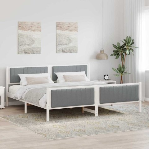 Rama łóżka Biały i jasnoszary 200 x 200 cm Lite drewno sosnowe