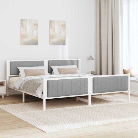 Rama łóżka Biały i jasnoszary 200 x 200 cm Lite drewno sosnowe
