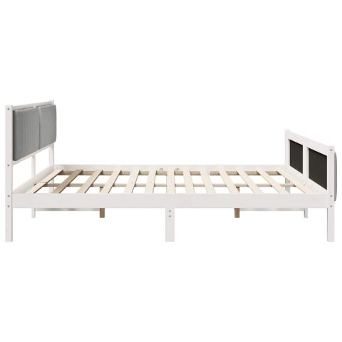 Rama łóżka Biały i jasnoszary 200 x 200 cm Lite drewno sosnowe