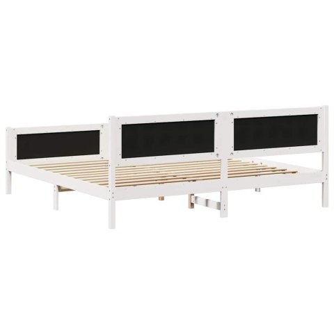 Rama łóżka Biały i jasnoszary 200 x 200 cm Lite drewno sosnowe