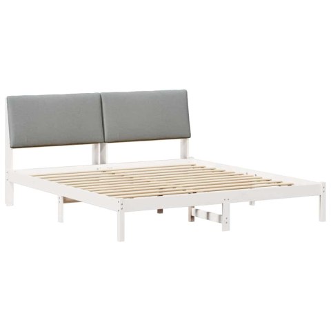 Rama łóżka Biały i jasnoszary 200 x 200 cm Lite drewno sosnowe