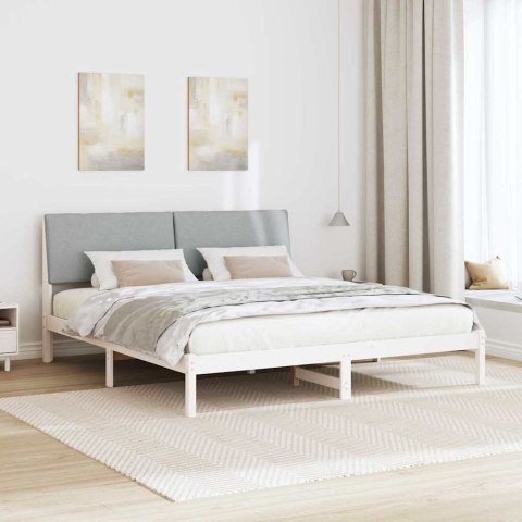 Rama łóżka Biały i jasnoszary 200 x 200 cm Lite drewno sosnowe
