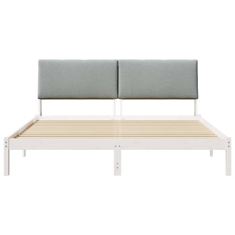 Rama łóżka Biały i jasnoszary 200 x 200 cm Lite drewno sosnowe